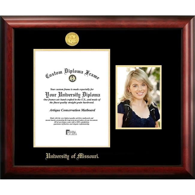 Campus Images MO999PGED-8511 11 x 8.5 in. University of Missouri Gold Embossed Diploma Satin Mahogany Frame with 5 x 7 in. Portrait