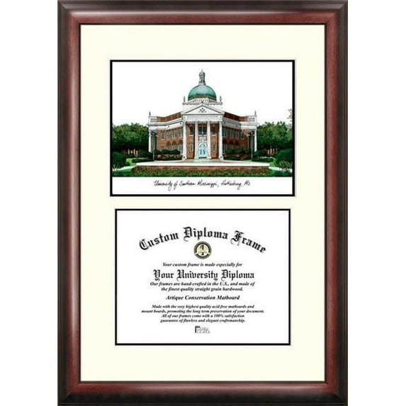 Campus Images MS998V-1185 11 x 8.5 in. Southern Mississippi Scholar Diploma Frame - Satin Mahogany