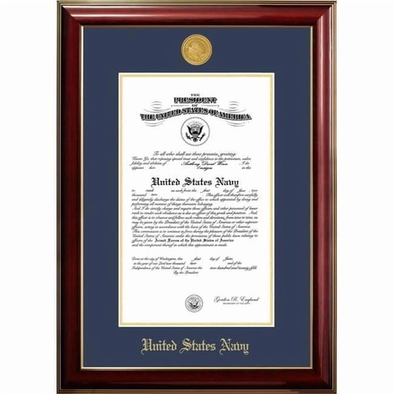 Campus Images NACCL001 10 x 14 in. Patriot Frames Navy Certificate Classic Mahogany Frame with Gold Medallion