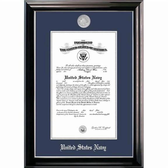 Campus Images NACCL00211x14 11 x 14 in. Patriot Frames Navy Certificate Classic Black Frame with Silver Medallion