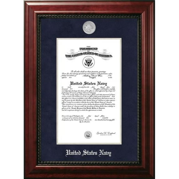 Campus Images NACEX0028x10 8 x 10 in. Patriot Frames Navy Certificate Executive Mahogany Frame with Silver Medallion