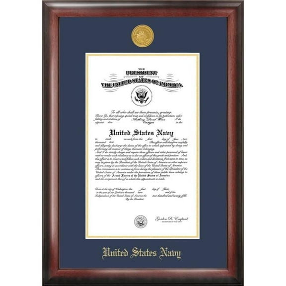 Campus Images NACG0019x14 9 x 14 in. Patriot Frames Navy Certificate Mahogany Frame with Gold Medallion