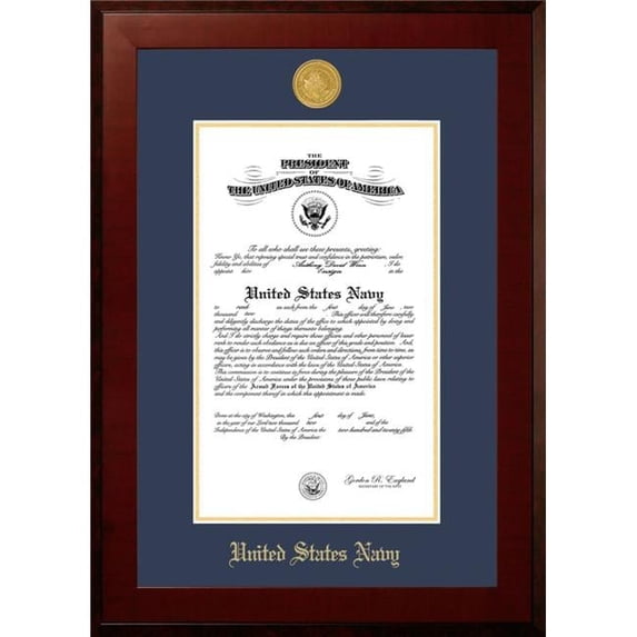 Campus Images NACHO00111x14 11 x 14 in. Patriot Frames Navy Certificate Honors Mahogany Frame with Gold Medallion