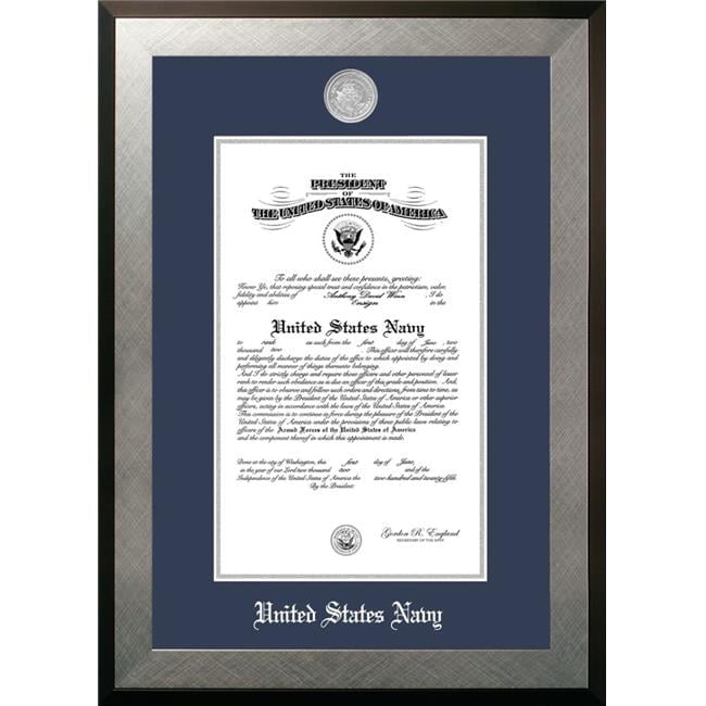 Campus Images NACHO002 10 x 14 in. Patriot Frames Navy Certificate Honors Silver Frame with Silver Medallion
