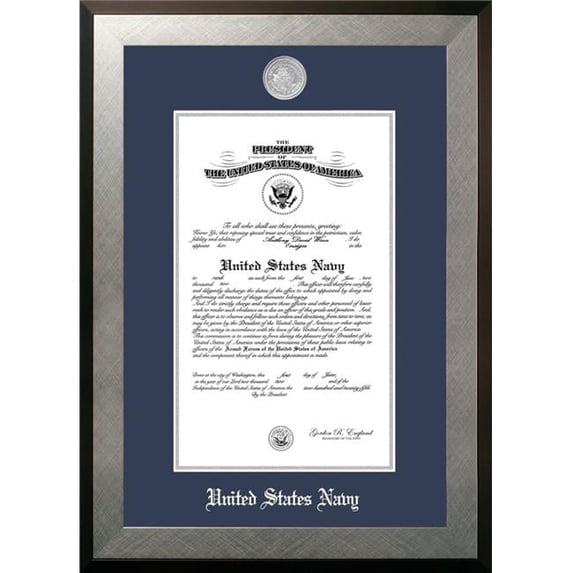 Campus Images NACHO002 10 x 14 in. Patriot Frames Navy Certificate Honors Silver Frame with Silver Medallion