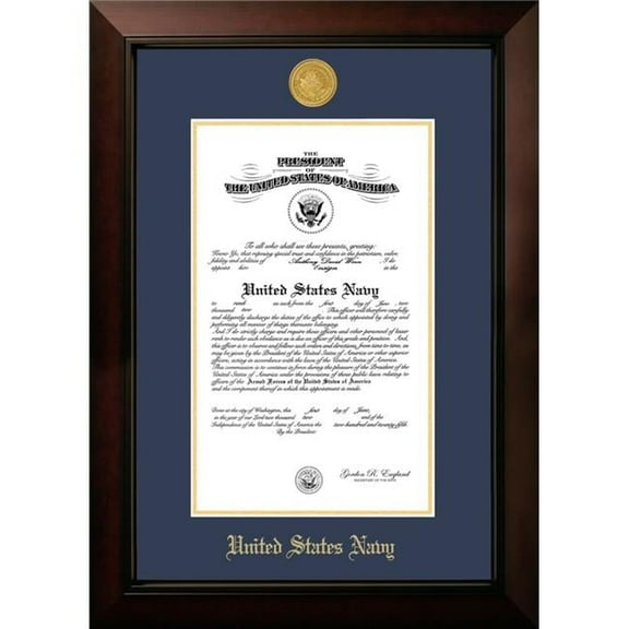 Campus Images NACLG0018x10 8 x 10 in. Patriot Frames Navy Certificate Legacy Black Cherry Frame with Gold Medallion