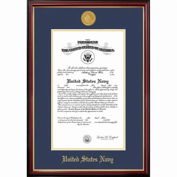 Campus Images NACPT0018x10 8 x 10 in. Patriot Frames Navy Certificate Petite Mahogany Frame with Gold Medallion
