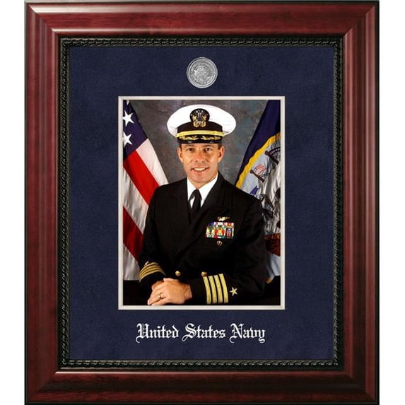 Campus Images NAPEX002 8 x 10 in. Patriot Frames Navy Portrait Frame Executive Mahogany Frame with Silver Medallion