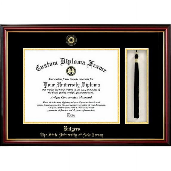 Campus Images NJ999PMHGT-1411 14 x 11 in. Rutgers University the State University of New Jersey Tassel Box & Diploma Frame - Lacquer