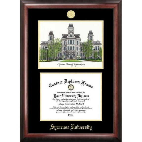 Campus Images NY999LGED Syracuse University Gold embossed diploma frame with Campus Images lithograph