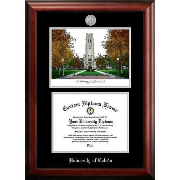 Campus Images OH985LSED-108 10 x 8 in. University of Toledo Silver Embossed Diploma Frame with Lithograph