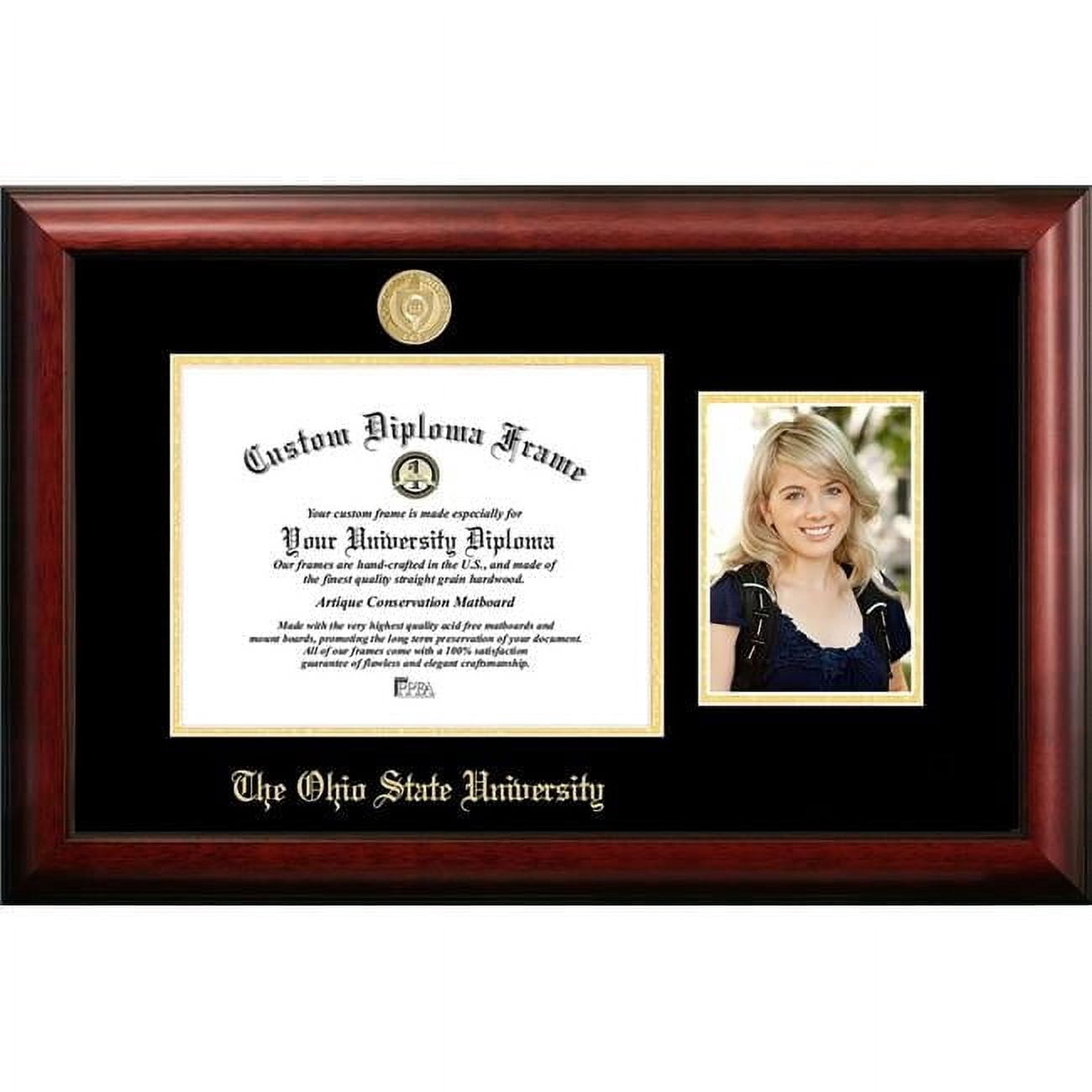 Campus Images OH987PGED-1185 11 x 8.5 in. Ohio State University Gold Embossed Diploma Frame with 5 x 7 in. Portrait - Satin Mahogany