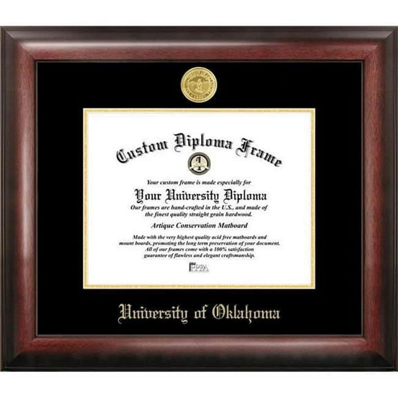 Campus Images OK998GED-1185 11 x 8.5 in. University of Oklahoma Gold Embossed Diploma Frame - Satin Mahogany