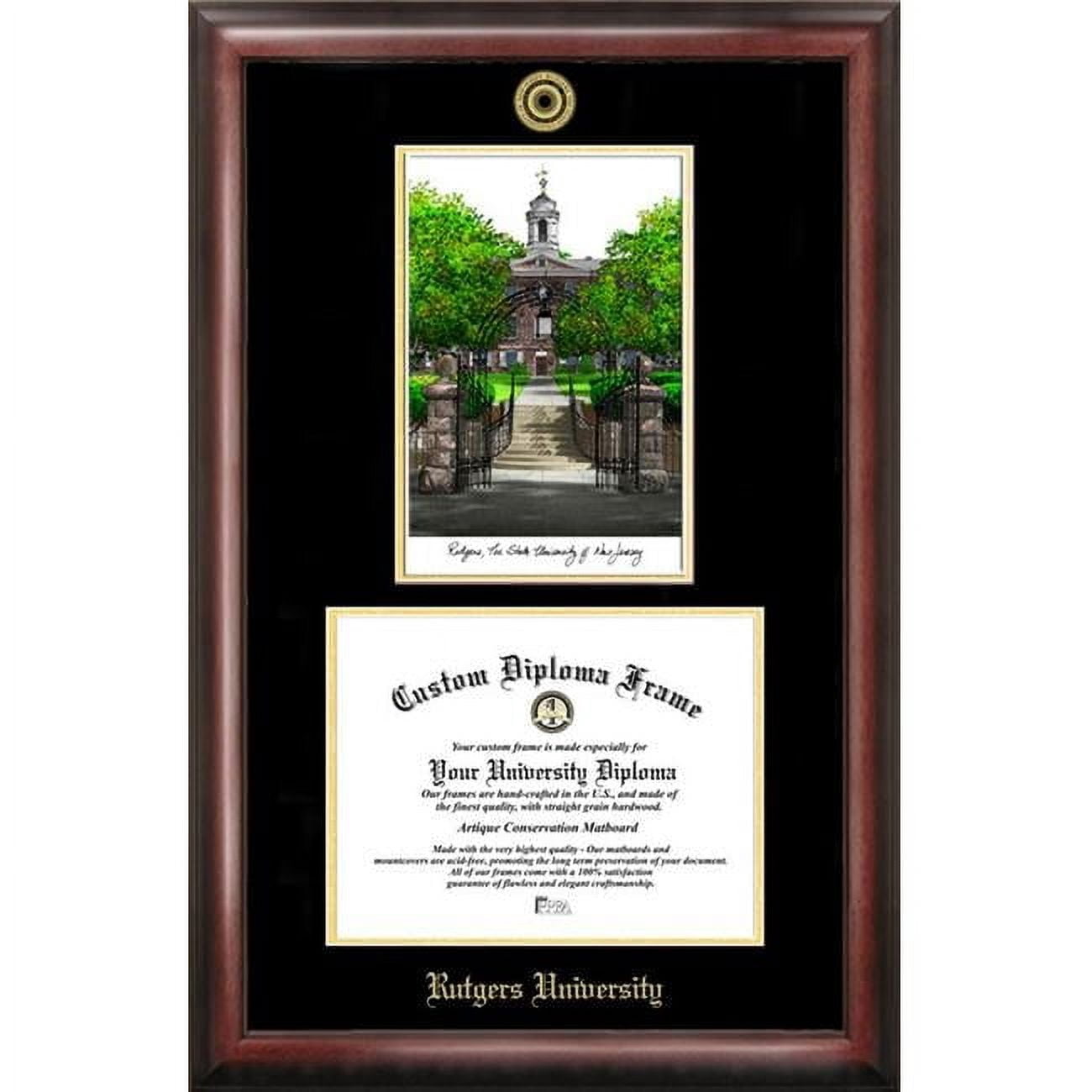 David Frame Rutgers Campus Images Rutgers Gold embossed diploma frame with Campus Images ...