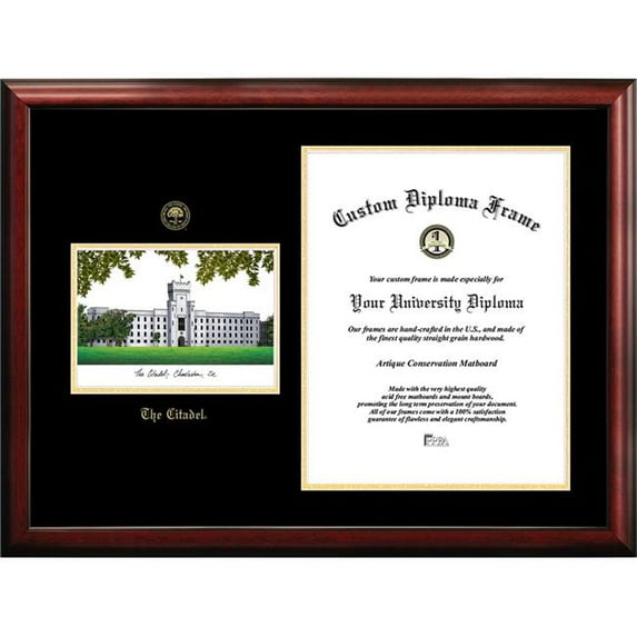 Campus Images SC993LGED The Citadel Gold embossed diploma frame with Campus Images lithograph