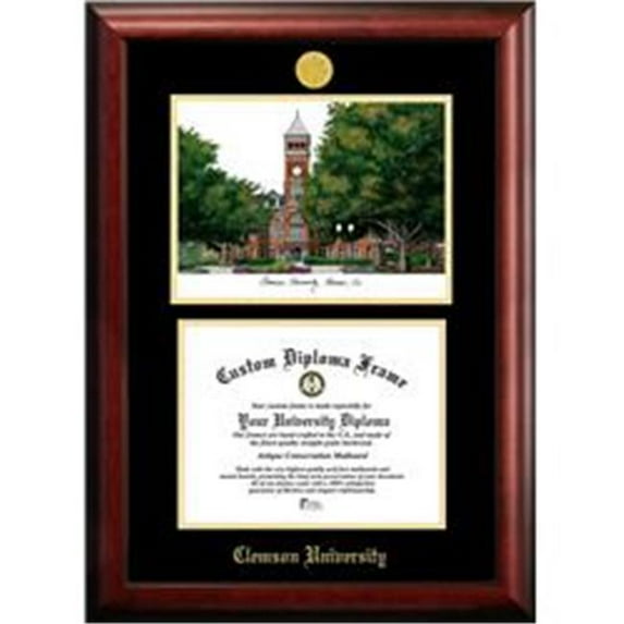 Campus Images SC994LGED-1185 8.5 x 11 in. Clemson University Gold Embossed Diploma Satin Mahogany Frame with Lithograph