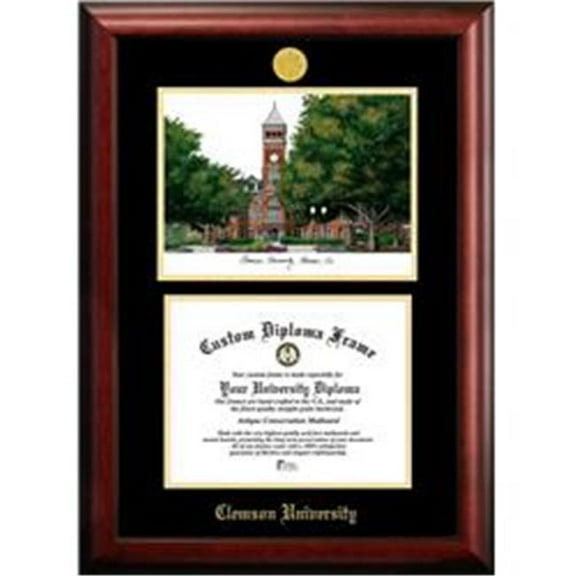 Campus Images SC994LGED-1185 8.5 x 11 in. Clemson University Gold Embossed Diploma Satin Mahogany Frame with Lithograph