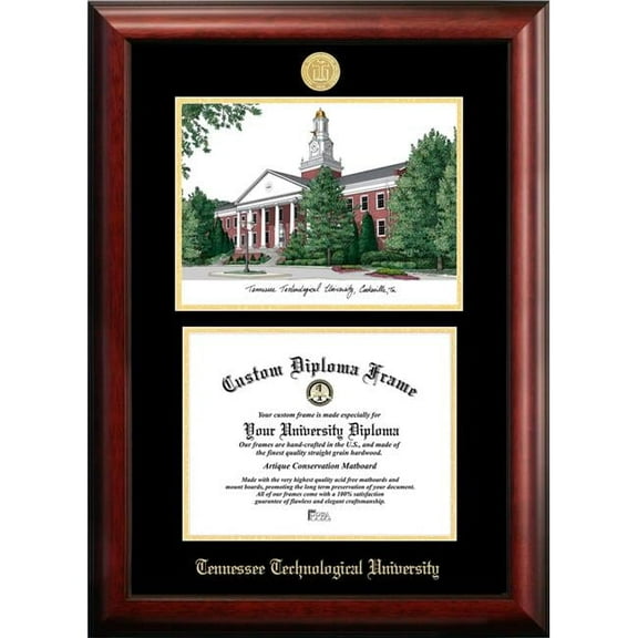 Campus Images TN998LGED-1185 8.5 x 11 in. Tennessee Tech University Gold Embossed Diploma Satin Mahogany Frame with Lithograph