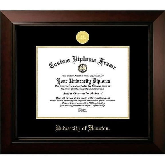 Campus Images TX954LBCGED-1411 14 x 11 in. University of Houston Cougars Legacy Embossed Diploma Frame, Black Cherry & Gold