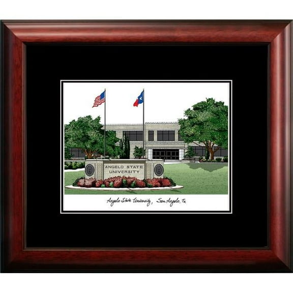 Campus Images TX999A 14 x 18 in. Angelo State University Academic Satin Mahogany Framed Lithograph