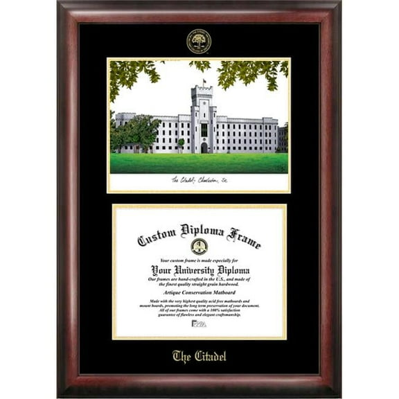 Campus Images  The Citadel Gold embossed diploma frame with Campus Images lithograph