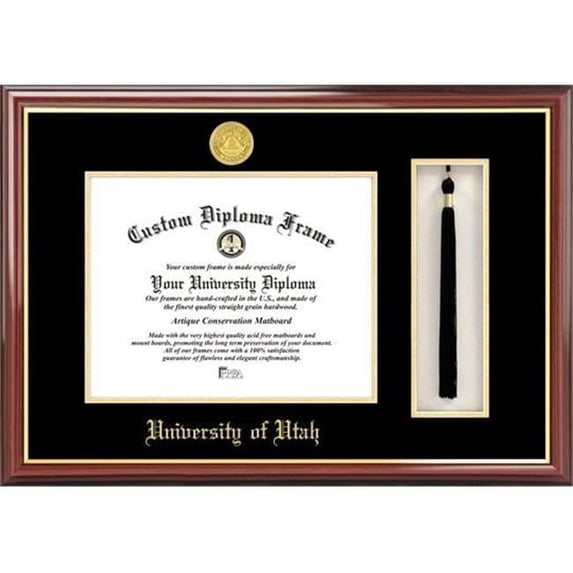 Campus Images UT995PMHGT-1185 11 x 8.5 in. University of Utah Tassel Box & Diploma Frame - Lacquer