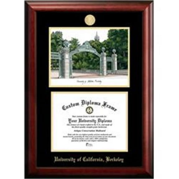 Campus Images CA945LGED-1185 8.5 x 11 in. University of California, Berkeley Gold Embossed Diploma Satin Mahogany Frame with Lithograph