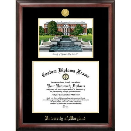 Campus Images MD998LGED University of Maryland Gold embossed diploma frame with Campus Images lithograph