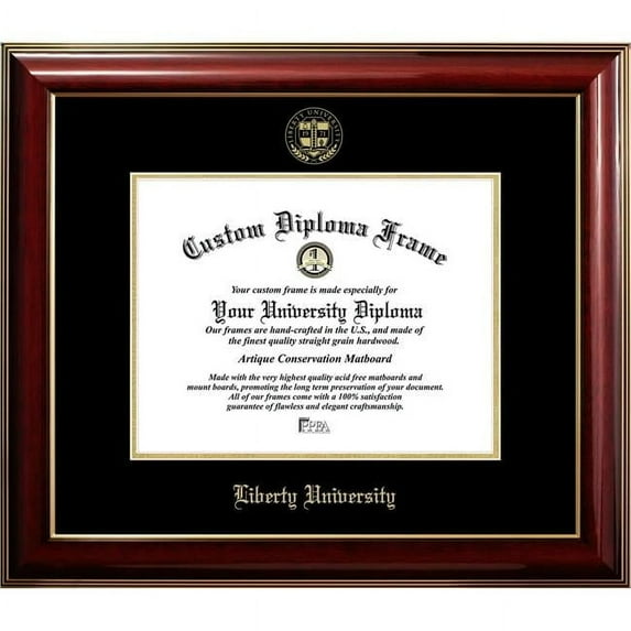 Campus Images VA989CMGTGED-1185 11 x 8.5 in. Liberty Flames Diploma Frame, Classic Mahogany