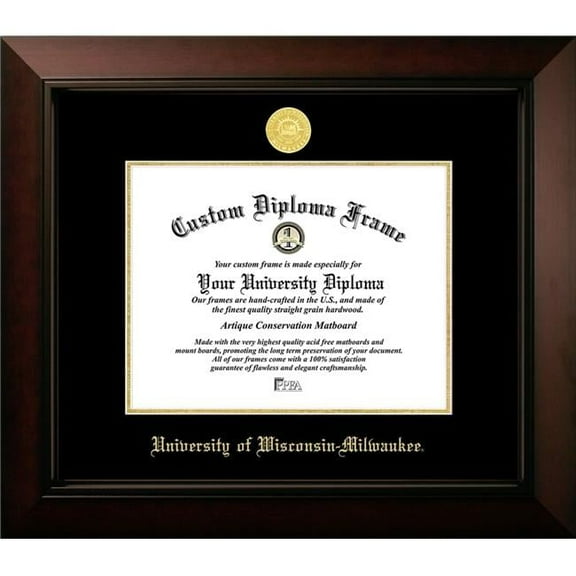 Campus Images WI994LBCGED-108 10 x 8 in. University of Wisconsin, Milwaukee Legacy Embossed Diploma Frame, Black Cherry & Gold