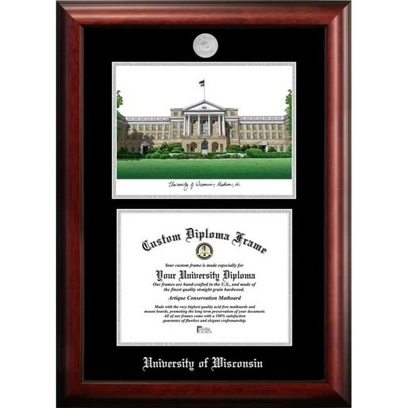 Campus Images WI995LSED-108 10 x 8 in. University of Wisconsin - Madison Silver Embossed Diploma Frame with Lithograph