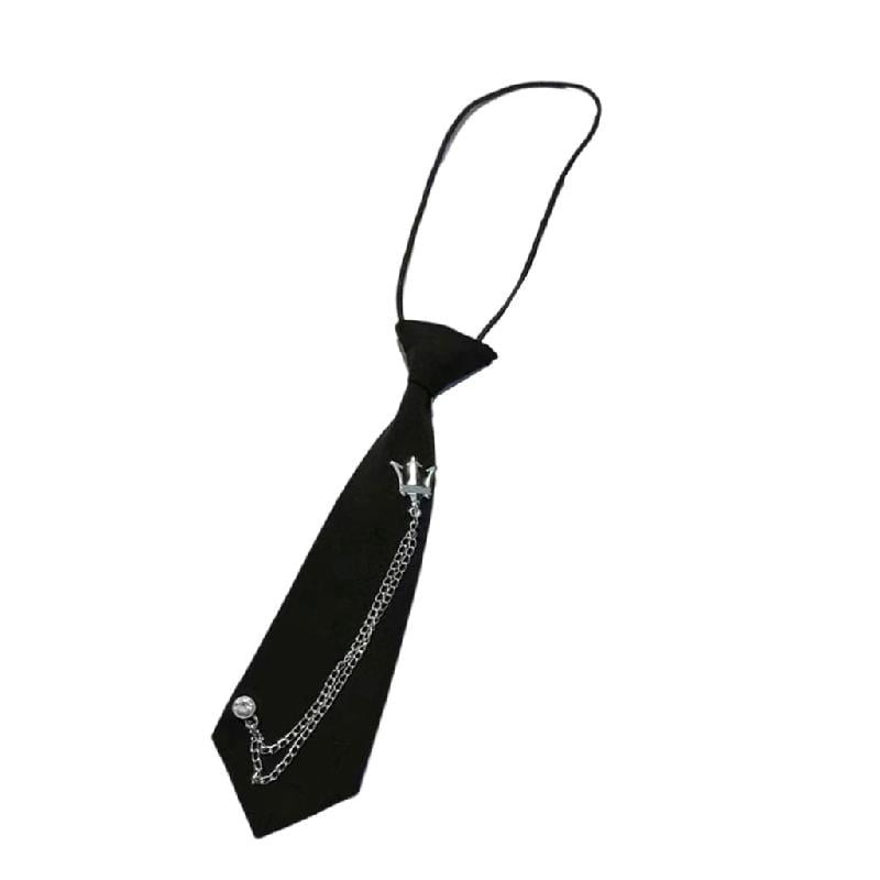 Preppy Chain Campus Preppy Tie Student Uniform Vintage Metal Crown Chain Pre Tied ...