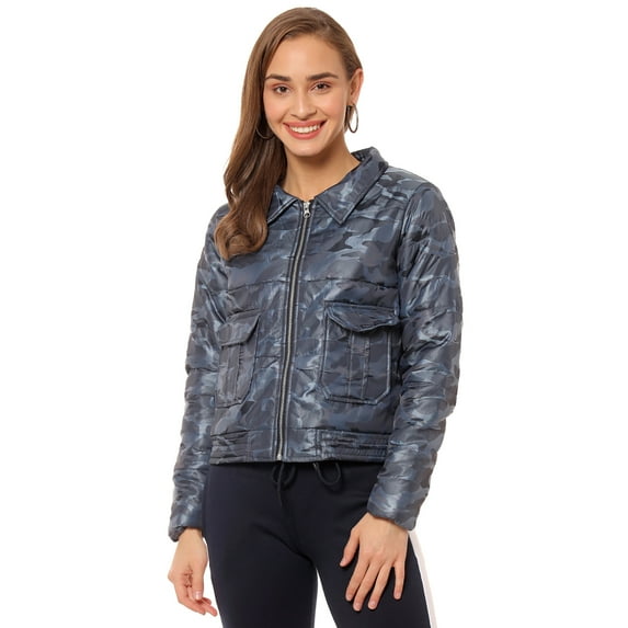 Campus Sutra Women Camouflage Stylish Casual Bomber Jacket