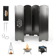Campy Pro Black Camping Stove Windscreen, Tall 8-Panel Foldable Wind Blocker with Stakes & Bag, 23.6inc 60cm Portable Windshield for Campfire, Firepit, RV, Outdoor Cooking, Hiking, Picnic