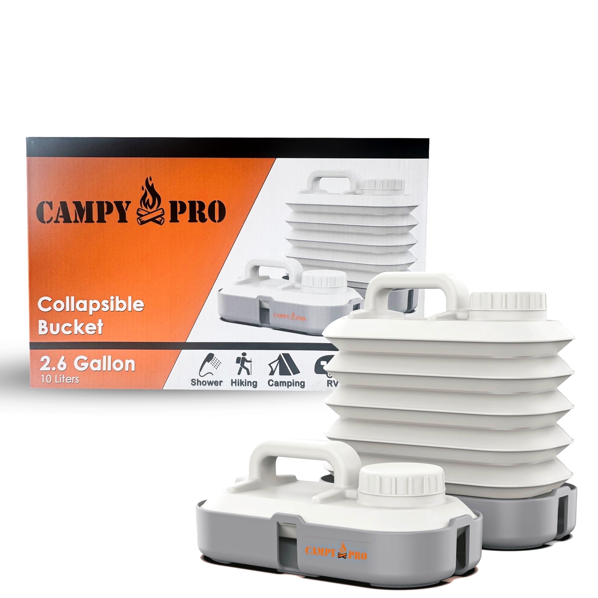 Campy Pro Collapsible Water Container 10L (2.6 Gal) – Foldable Portable Jug for Camping, Hiking, Fishing, RV, Outdoor, Emergency & Travel
