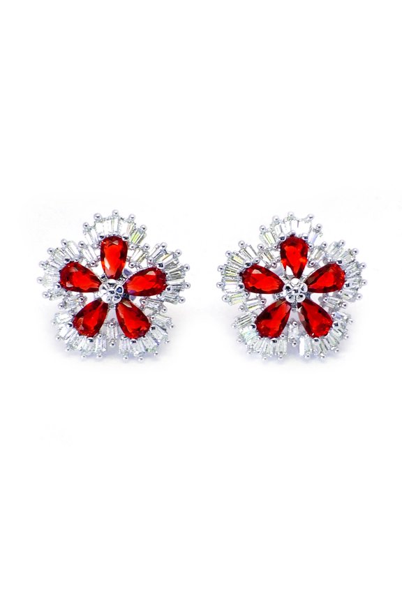 Camran Blue or Red Stud Earrings Cubic Zirconia Ginger Lyne Collection