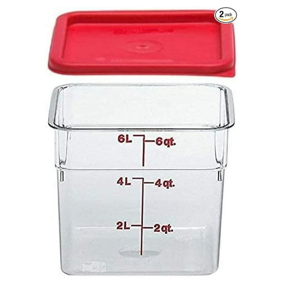 Camsquare Food Container 6 Quart, Clear Polycarbonate NSF Approved with Lid - Restaurant & Kitchen Storage, Freezer Safe, Dishwasher Safe