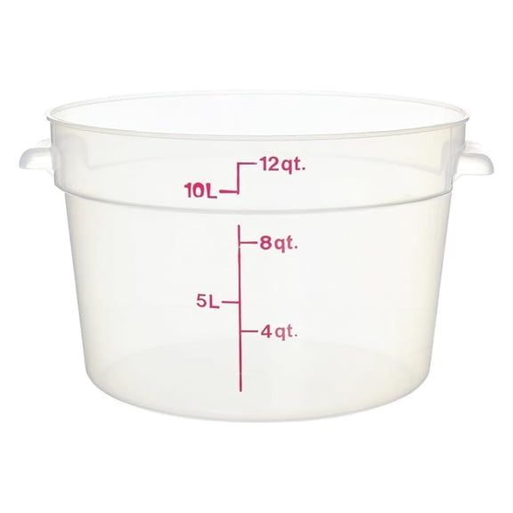 Camware Food Storage Containers, 12 Quart Round Plastic Containers with Lids, Translucent PP Restaurant Supply, Stackable Kitchen Storage, Commercial Grade