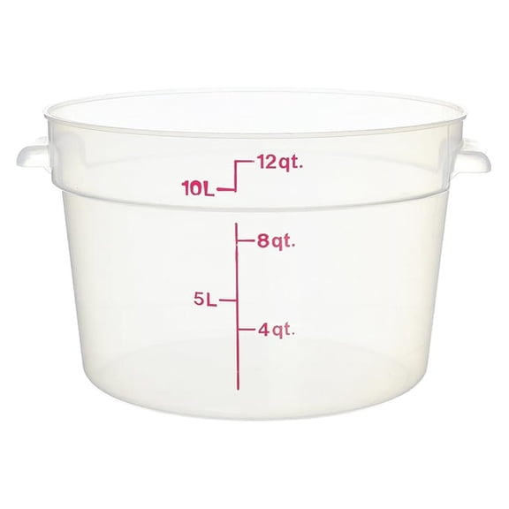 Camware Food Storage Containers, 12 Quart Round - Translucent Polypropylene Plastic Containers with Lids for Kitchen & Restaurant Use, RFS12PP