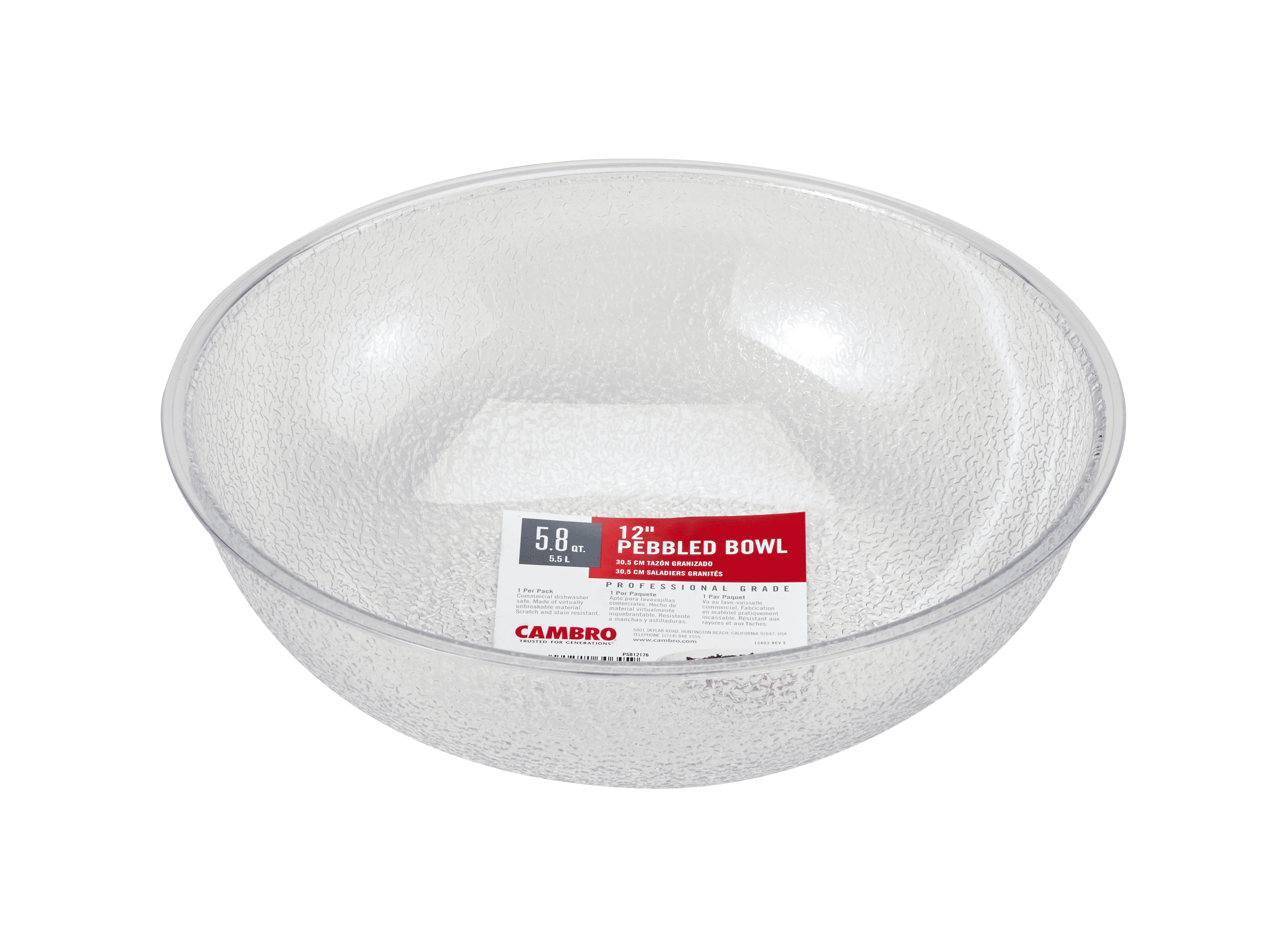 Clear Round Pebbled Polycarbonate 12" Serving Bowl