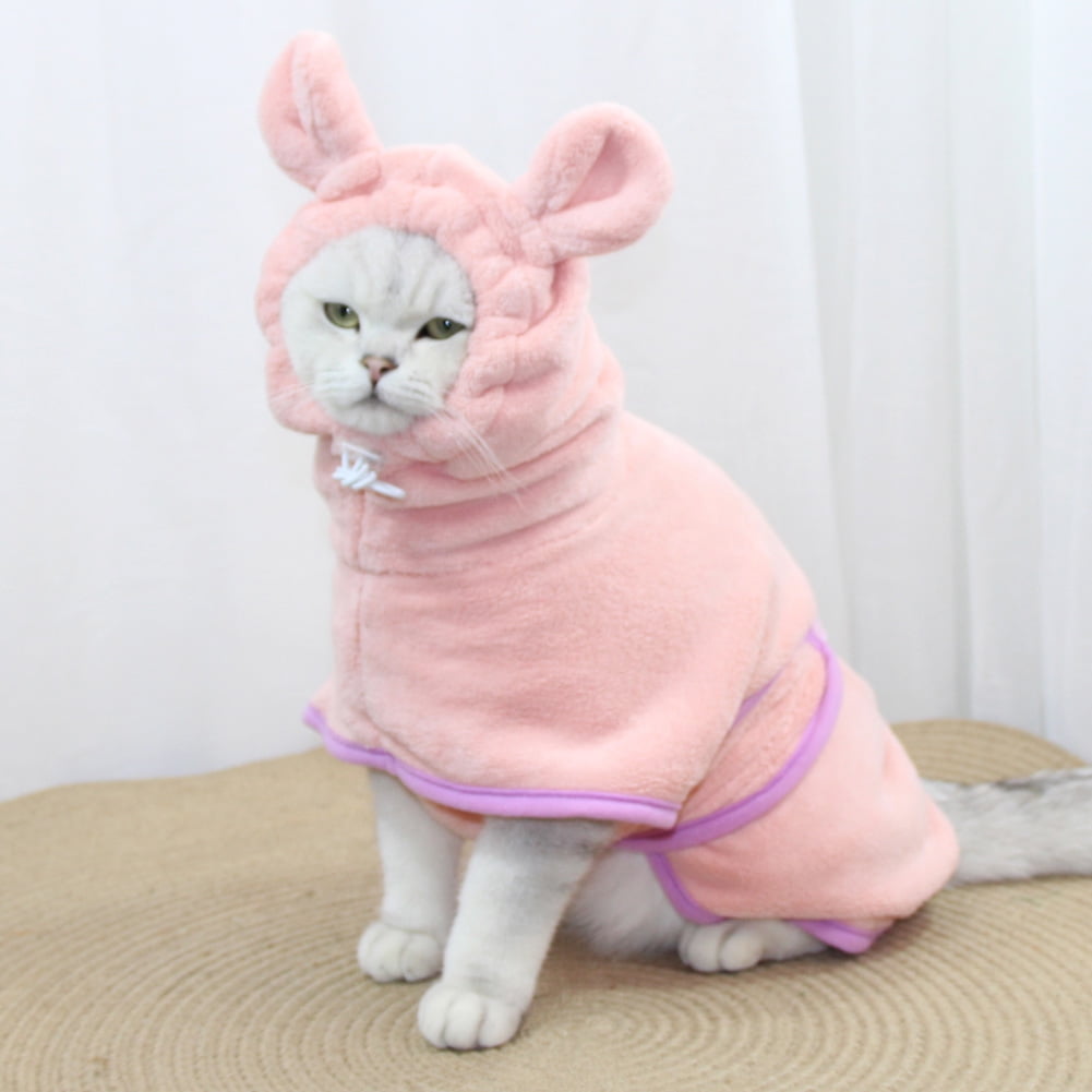 Can Adjust Neck Circumference Size Machine Washable Cat Bath Robe Towel ...