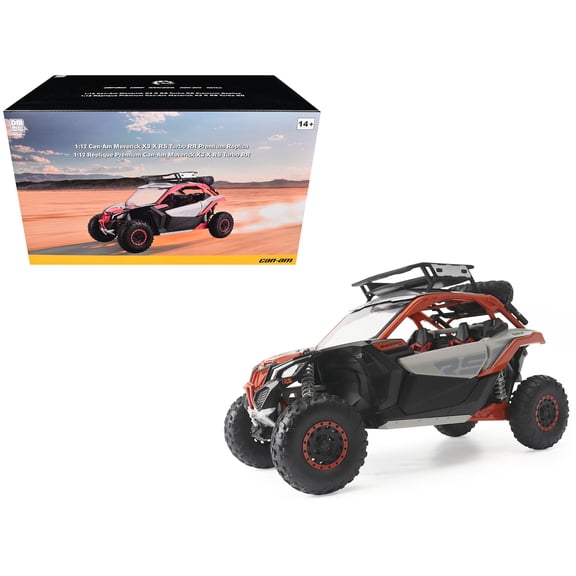 Can-Am Maverick X3 X RS Turbo RR with Roof Rack Chalk Gray and Orange 1/12 Diecast Model by BRP Models