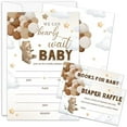thumbnail image 1 of We Can Bearly Wait Baby Shower Invitations for Boy, Boy Baby Shower Invites, Diaper Raffle Tickets & Book Request Card, 25 Set With Envelopes, Party Supplies - BSinvite 01, 1 of 8