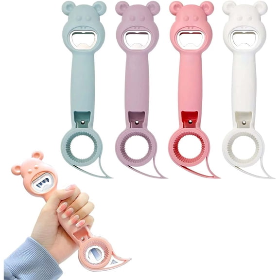 Can And Bottle Openers for Kitchen Multi Use Bear Easy To Pull Can Beer Beverage Driver Anti Slip Labor Saving Can Opener,Pink Kitchen Bottle&Can Openers