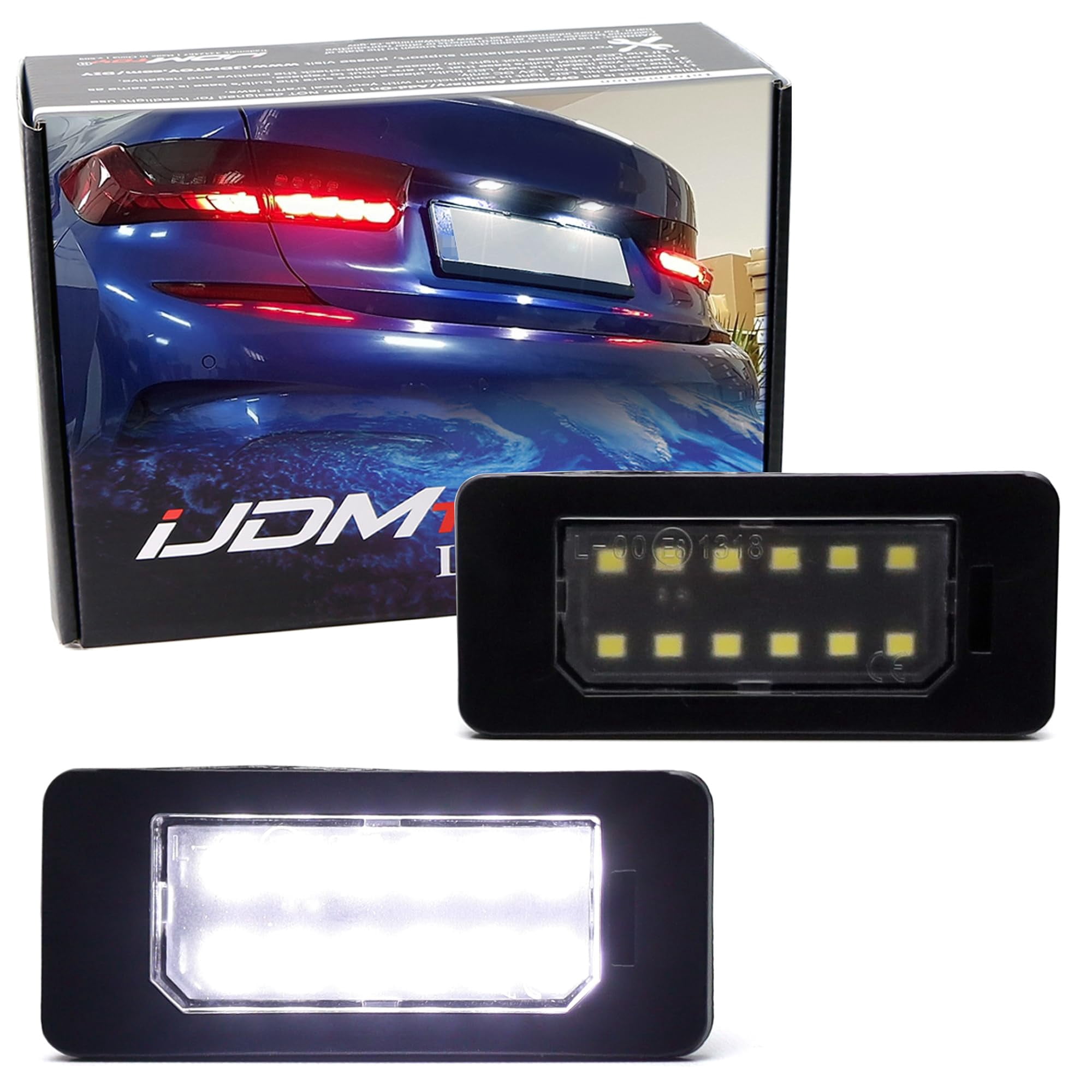 Can-Bus Error Free OEM-Fit 3W Full LED License Plate Light Kit For BMW G20 3 Series, G30 5 Series, G05 X5, Powered By 12-Piece Xenon White LED Diodes