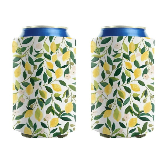 Can Cooler Sleeves 2 PCS Cool Can Sleeve Covers Lemon Fruits Beer Can Coolies for Birthday Party Decoration (3.9In X4.9 In)