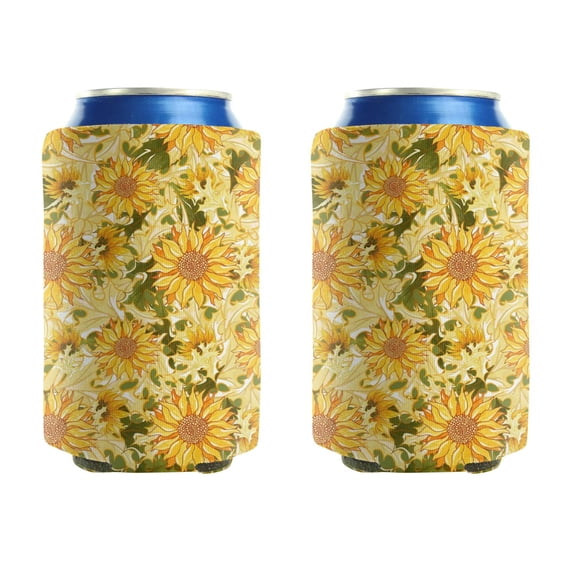 Can Cooler Sleeves 2 PCS Cool Cans Cooler Sleeve Sunflower Rustic Beer Can Coolies for Beer Drink & Water Bottles (3.9In X4.9 In)