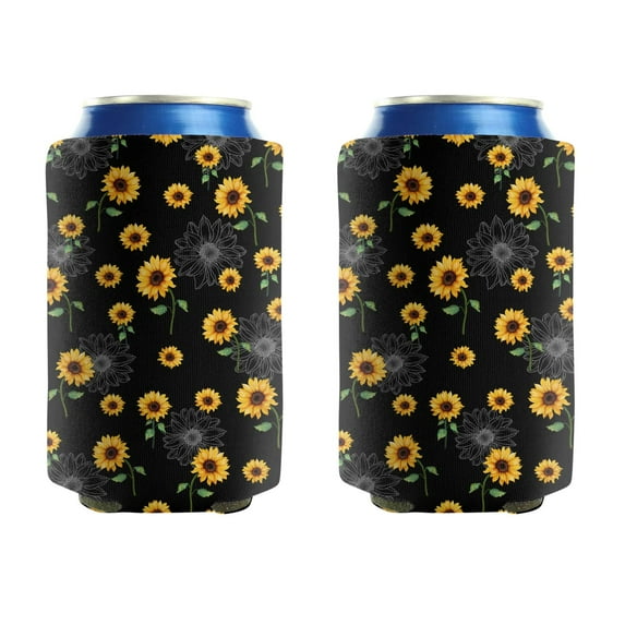 Can Cooler Sleeves 2 PCS Funny Can Sleeve Covers Sunflower Beer Cooler Sleeve for Beer Drink & Water Bottles (3.9In X4.9 In)