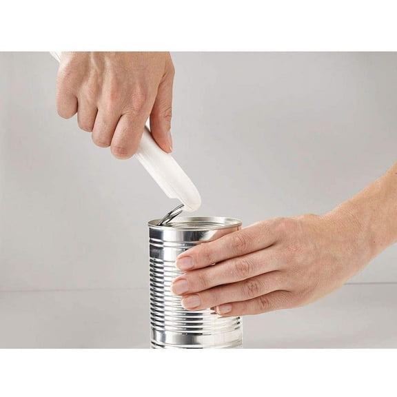 Can-Do Plus Compact Can Opener Manual Easy Twist Pull Tab Stainless Steel Portable Space-Saving, White