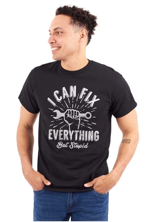 Can Fix Everything Mechanic Humor Plus Size Crewneck Graphic Tee Shirt Brisco Brands 2X